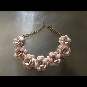 JCrew beaded Rose Pink flower statement necklace